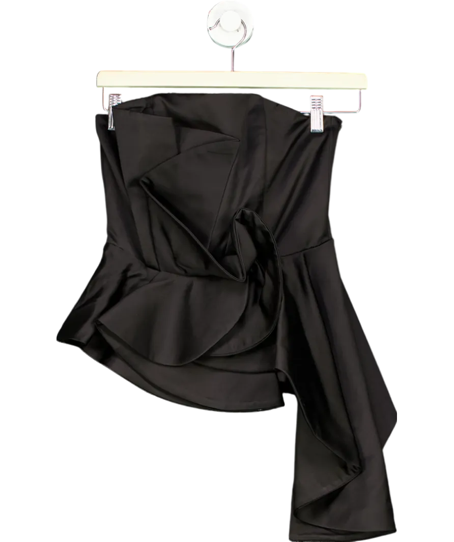 & Other Stories Black Asymmetric Ruffle Bandeau Top UK 6