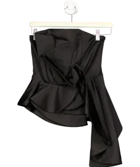 & Other Stories Black Asymmetric Ruffle Bandeau Top UK 6