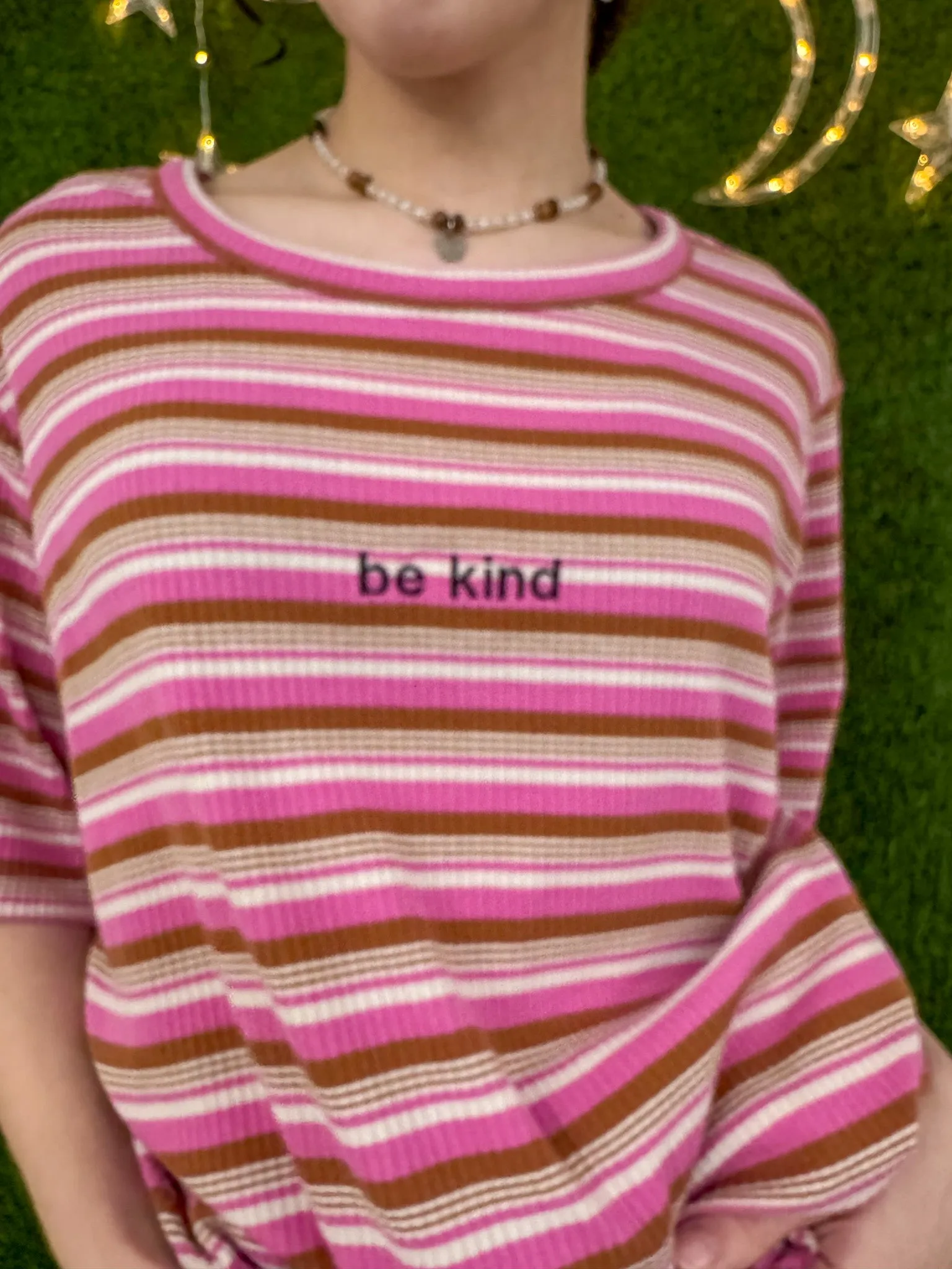Be Kind Pink Striped T-Shirt 2XL