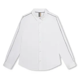 BOSS KIDSWEAR White Oxford Long Sleeve Shirt - Navy Piping