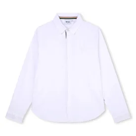 BOSS KIDSWEAR White Oxford Long Sleeve Shirt - Signature Stripe