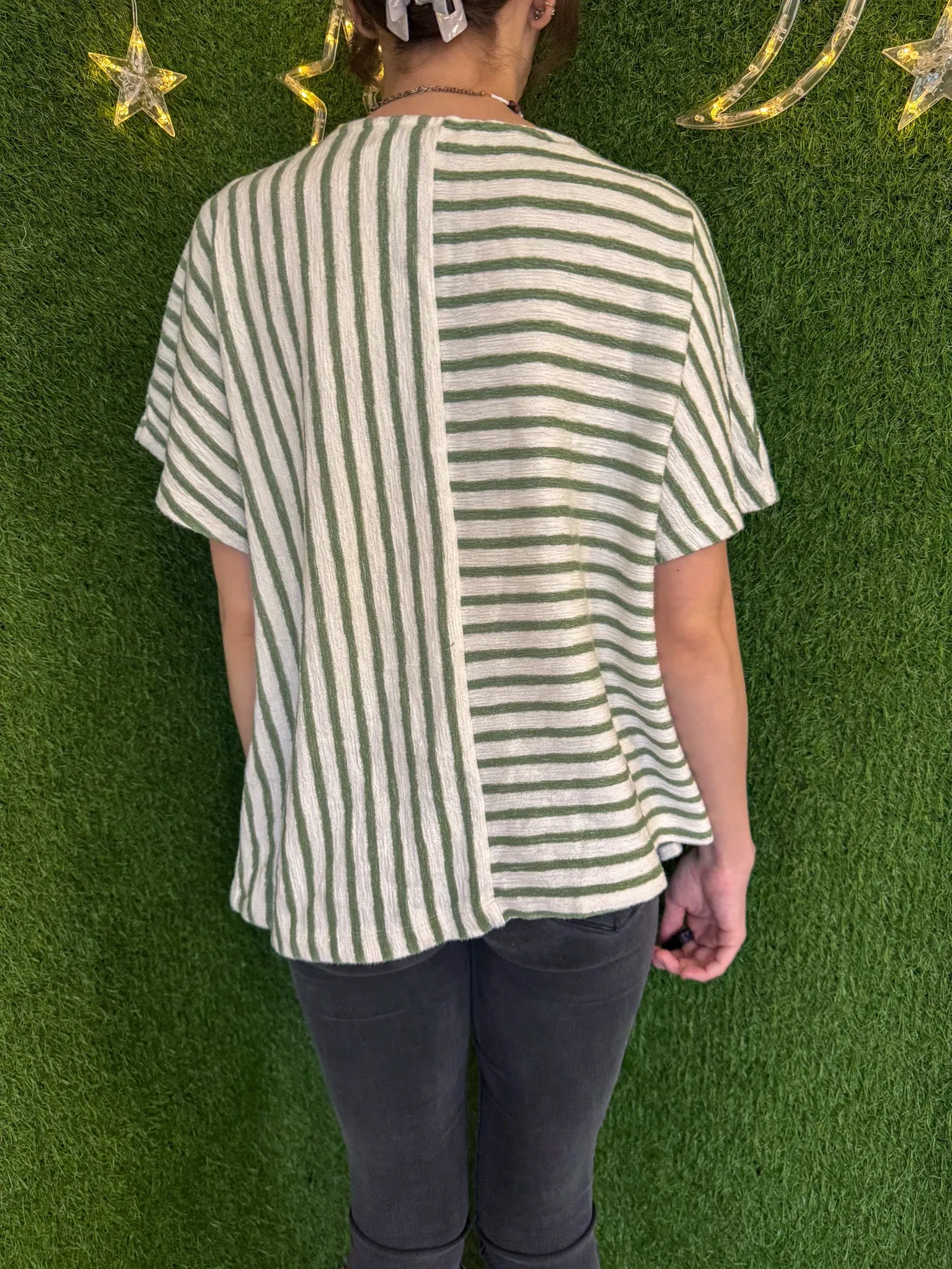 Cthulhu Cat Green Striped T-Shirt XL