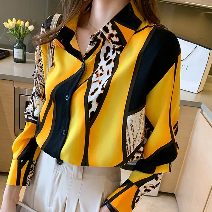 Eleanor Colorblock Leopard Print Shirt