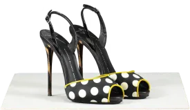 Giuseppe Zanotti Multicoloured Black Satin Polka Dot Sandal Heels UK 5 EU 38 👠
