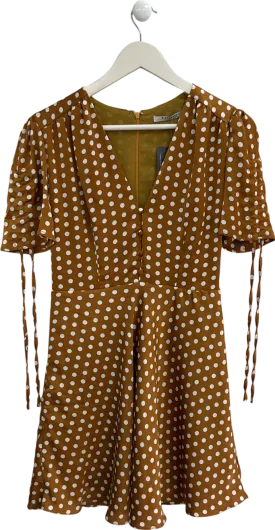 Glamo Brown Polka Dot Swing Dress UK S