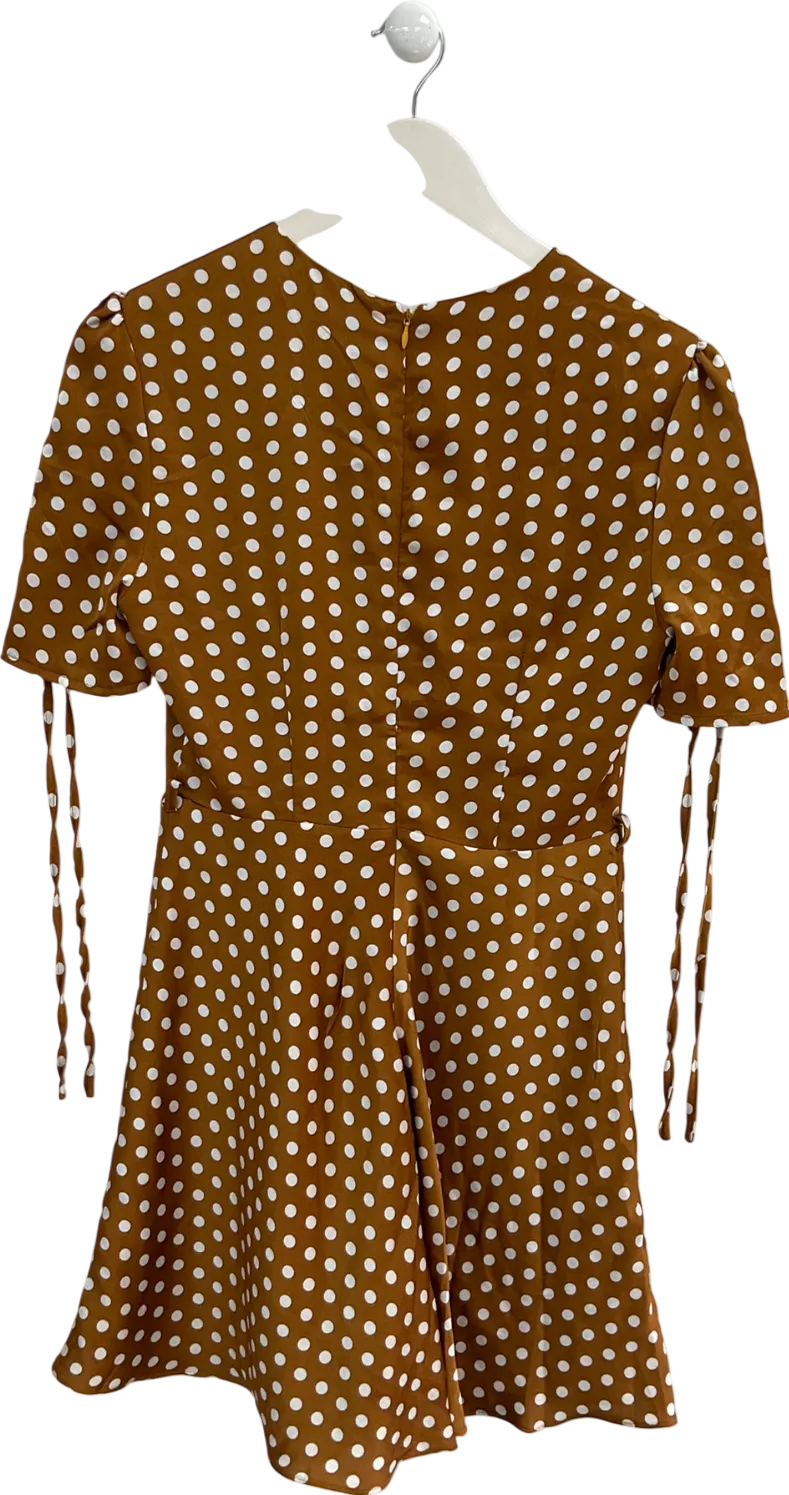 Glamo Brown Polka Dot Swing Dress UK S