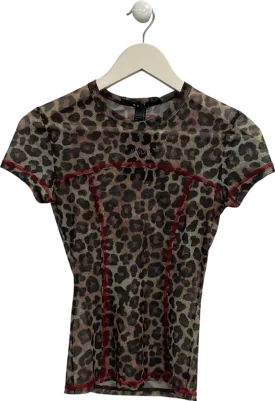 Ksubi Brown Rampant Mesh T-shirt In Leopard UK S