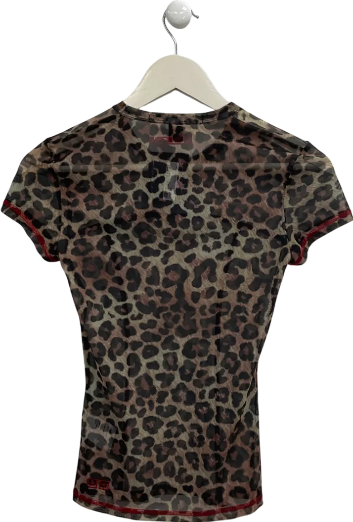 Ksubi Brown Rampant Mesh T-shirt In Leopard UK S