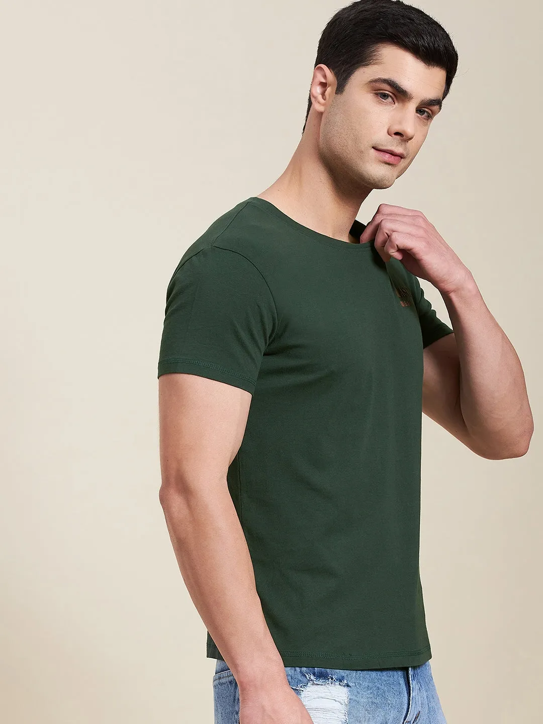 Men Olive Slim Fit Mascln Original T-Shirt