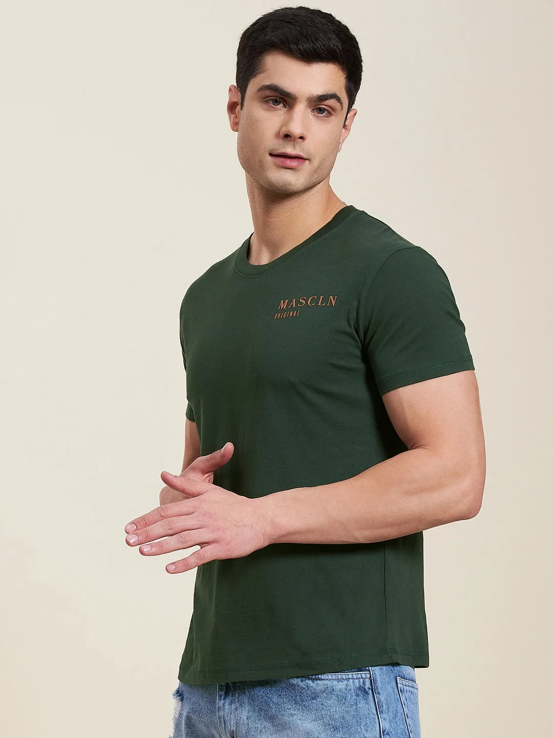 Men Olive Slim Fit Mascln Original T-Shirt