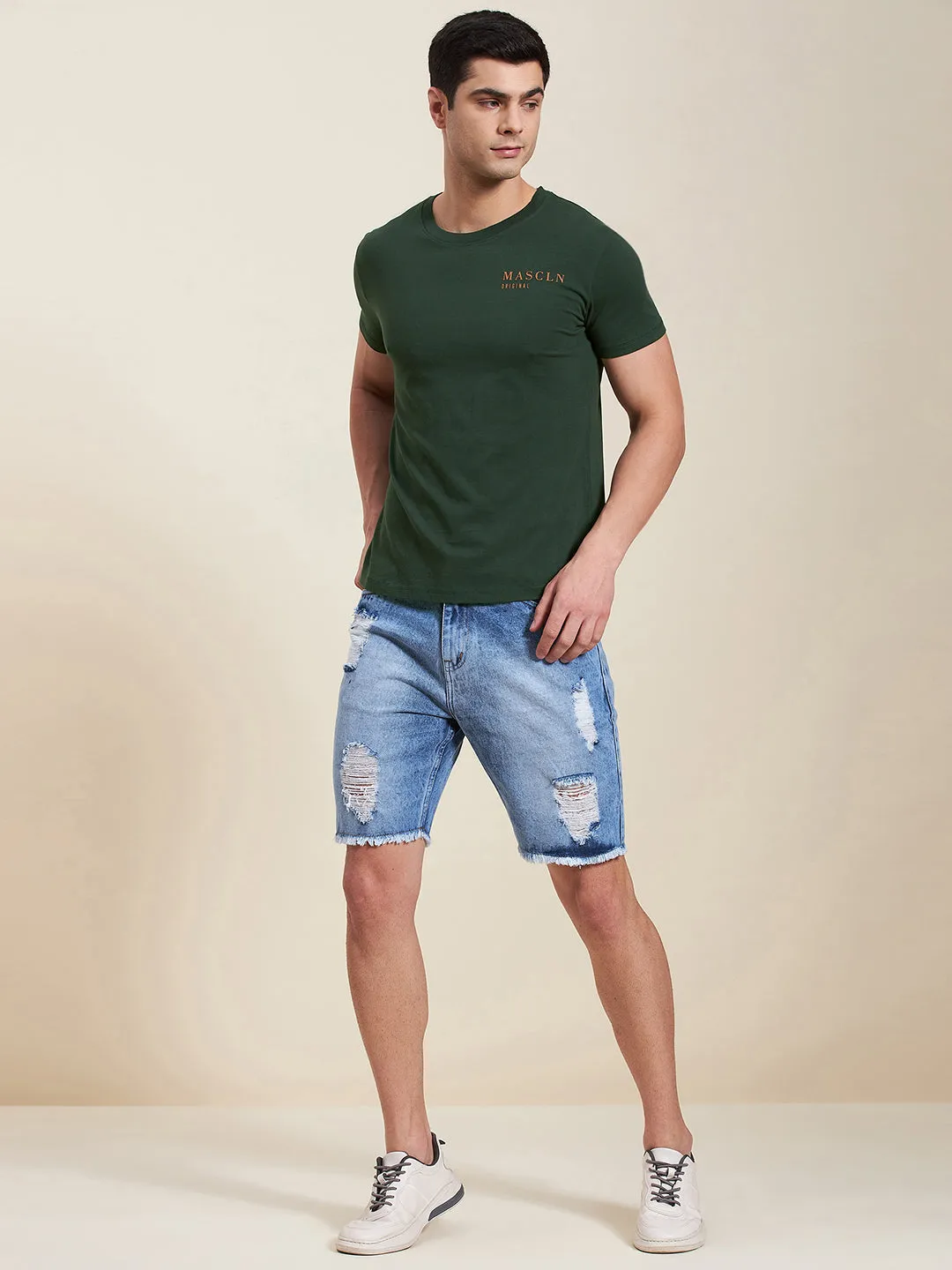 Men Olive Slim Fit Mascln Original T-Shirt
