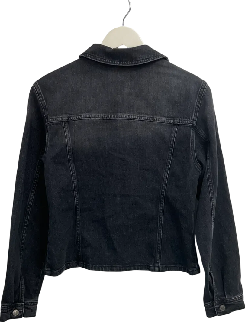 NA-KD Black Long Sleeve Fitted Denim Shirt UK 6