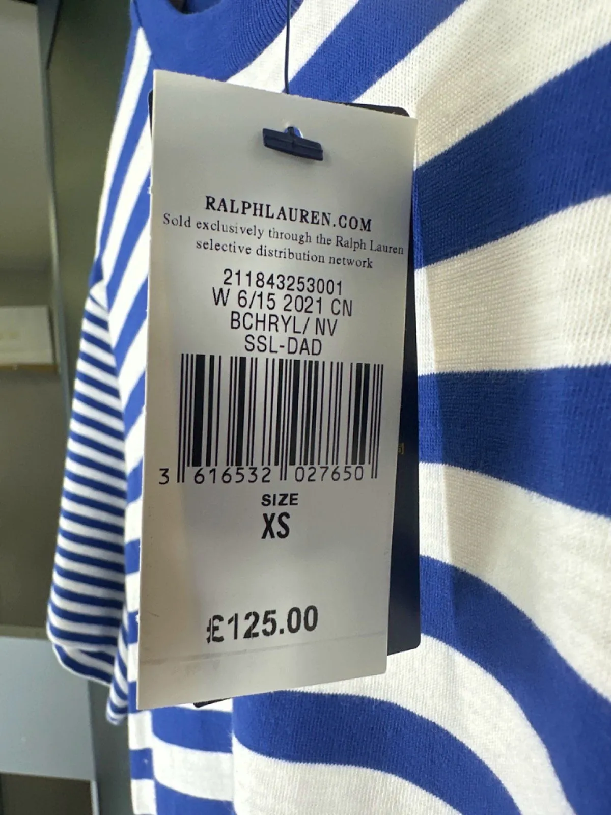 Polo Ralph Lauren Blue Striped Embroidered Polo Pony Logo T-Shirt Dress UK S