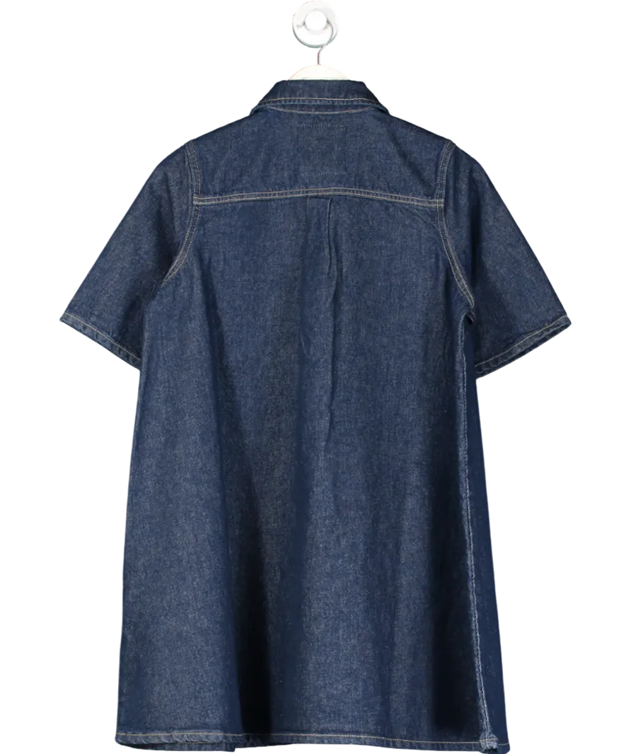 River Island Blue Denim Shirt Collar Mini Dress UK 8