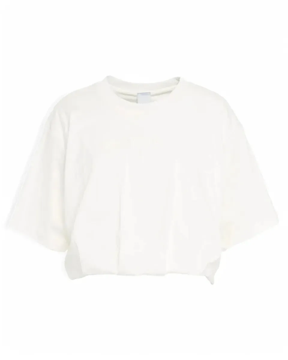 T-shirt Cropped Oversize con Ricamo Logo