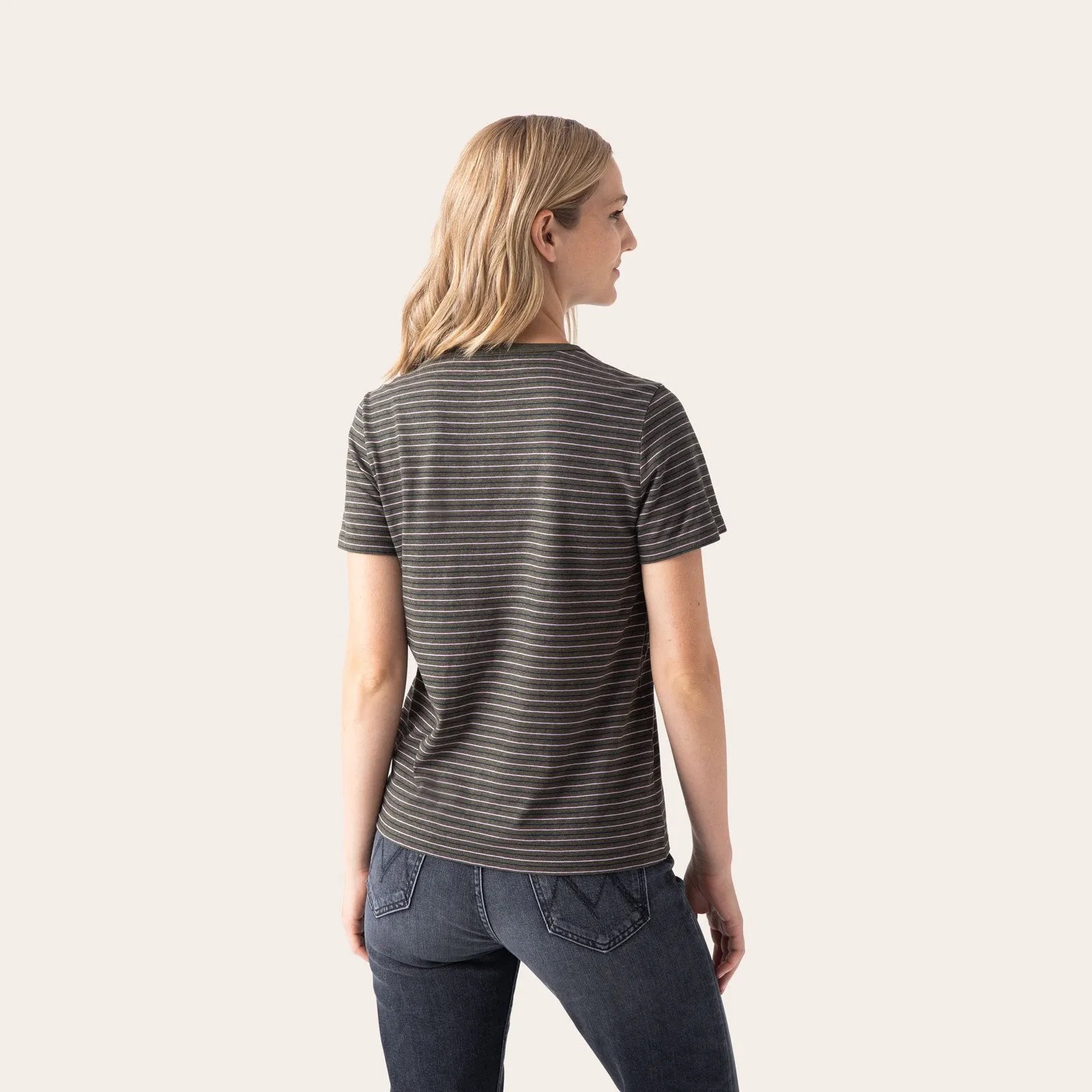 Women's Pima Cotton Striped Crew Neck T-Shirt