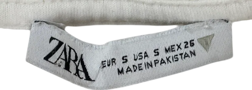 ZARA White Round Neck T-shirt UK S